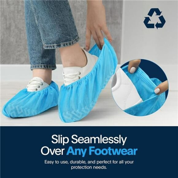 Disposable Shoe Covers 100 Pack Non Slip Waterproof Booties One Size Fits Most - Picture 7 of 8